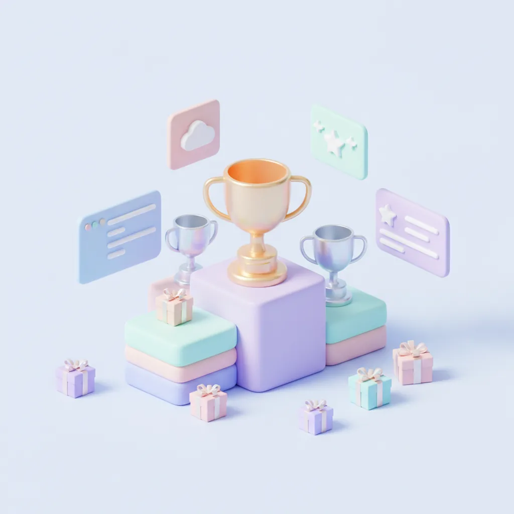 Main trophy with backup trophies lined up behind it