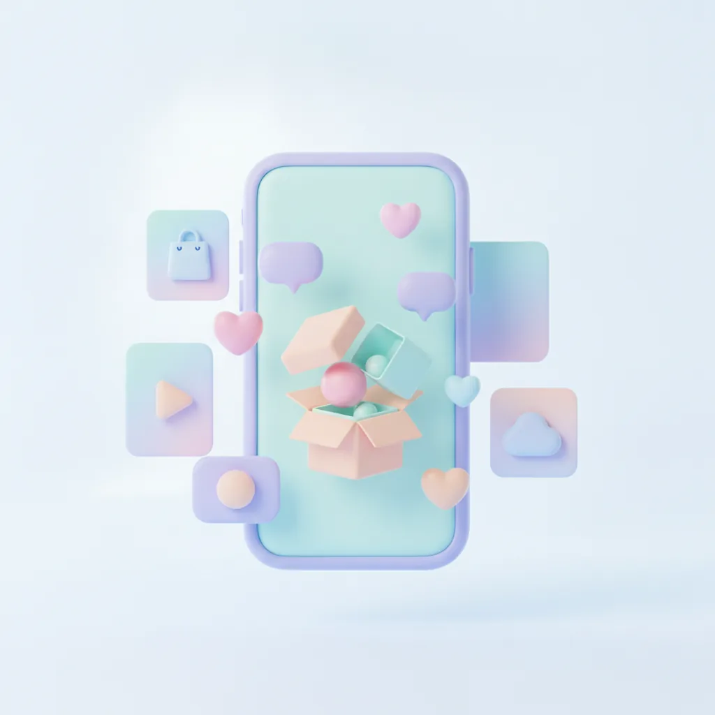 Phone playing a short unboxing video with comment bubbles rising