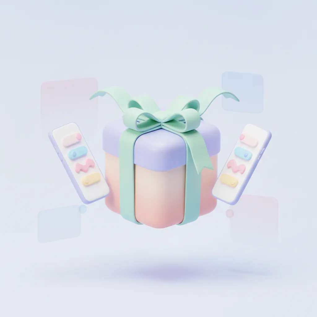 Two gift boxes tied together between two phones showing comments
