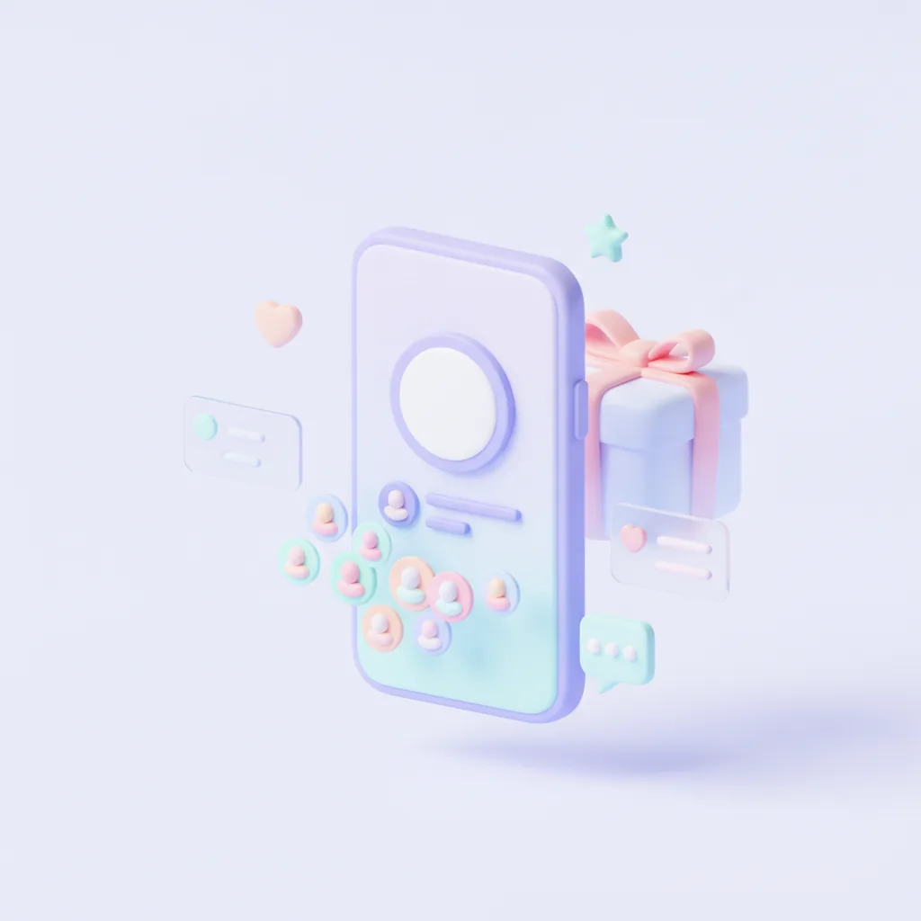 Phone profile surrounded by follower avatar bubbles