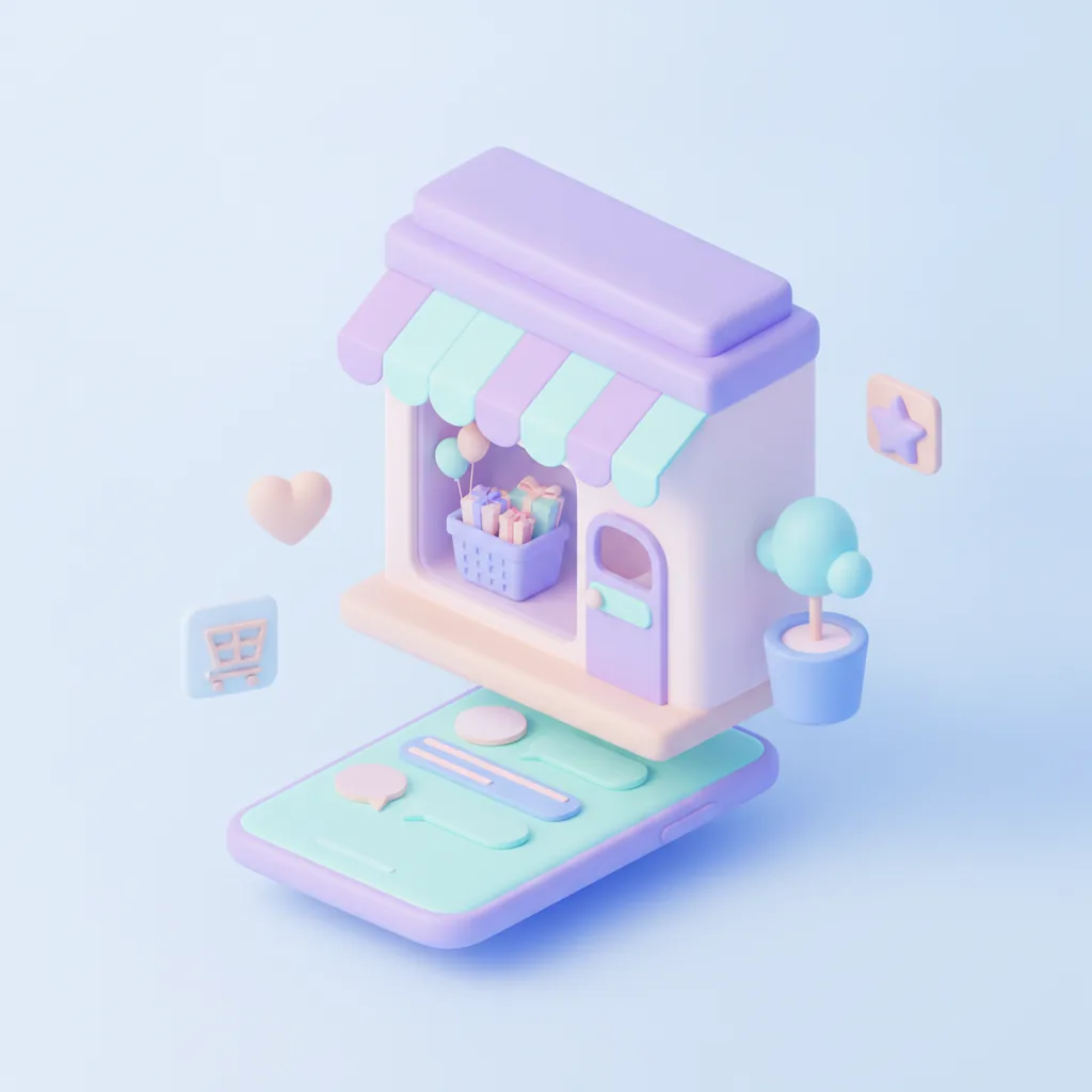 Small shop front with gift basket and phone