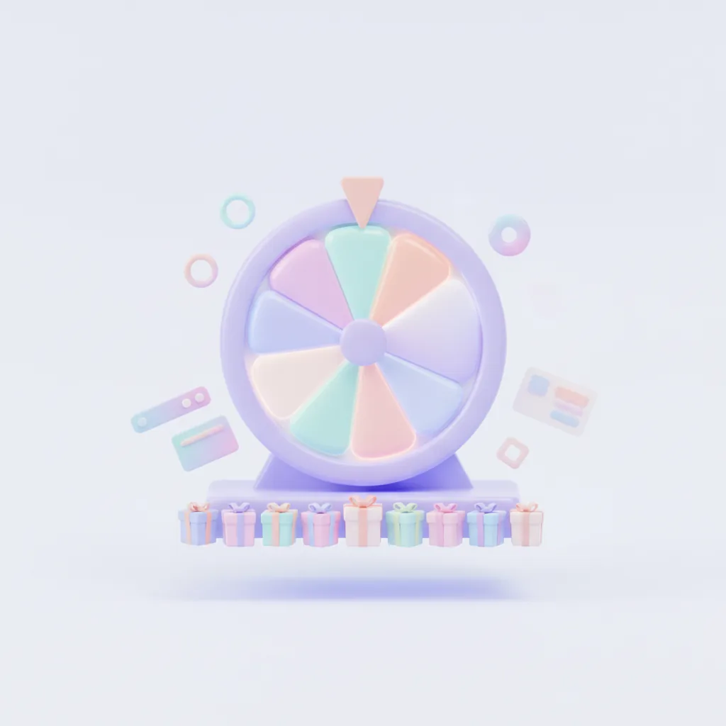 Selection wheel with several highlighted segments and gifts