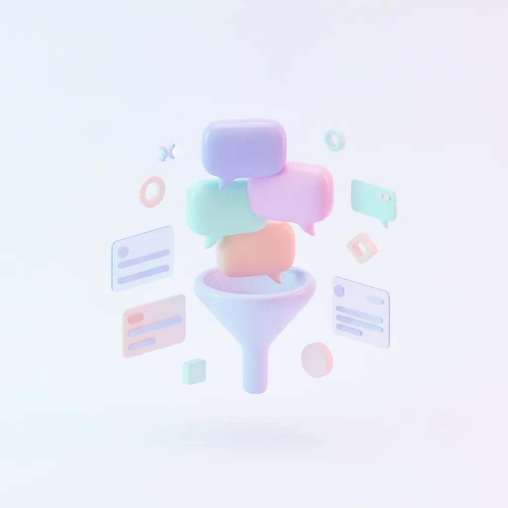Duplicate comment bubbles merging into one through a funnel